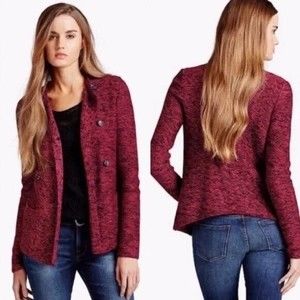 Lucky Brand Women's Size L Double Breasted Red Marled Knit Sweater Jacket $129